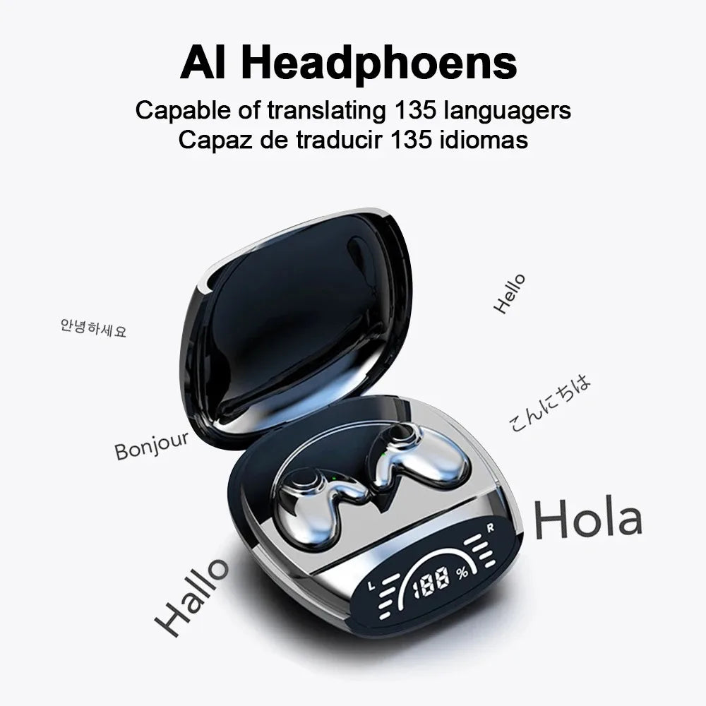 Bluetooth 5.3 AI Translation Earphones Support 135 Language