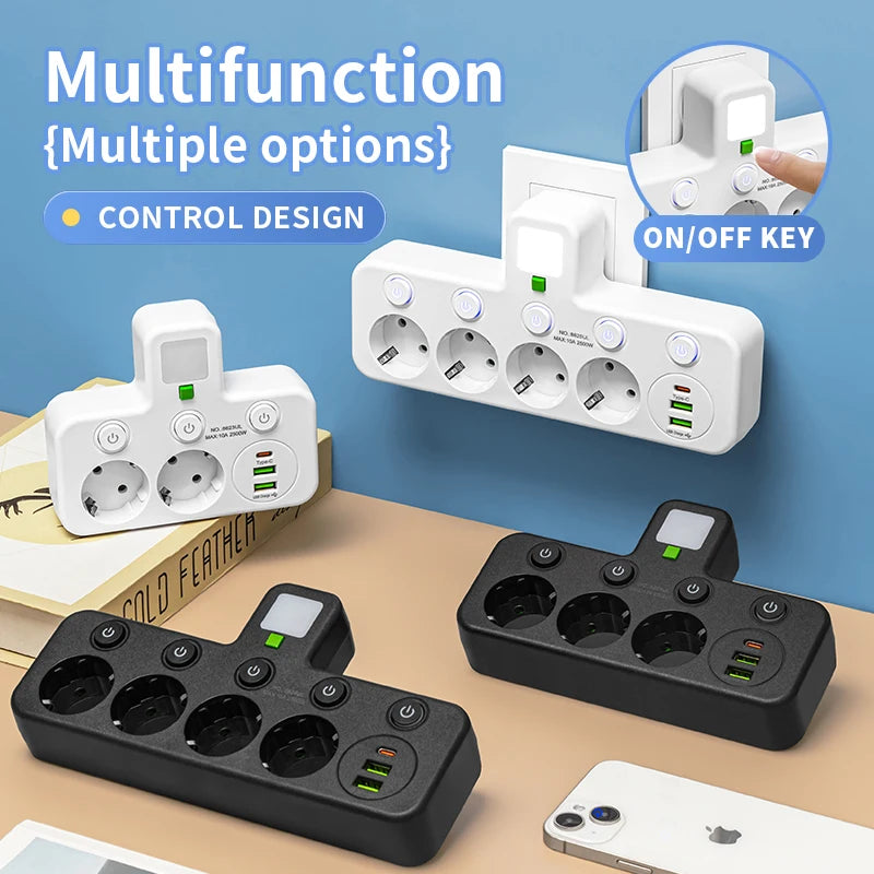 EU Plug Outlet 5 Sockets