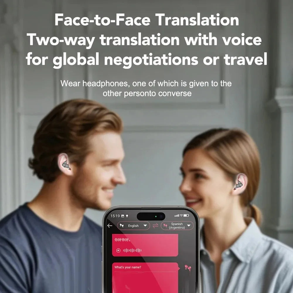 Bluetooth 5.3 AI Translation Earphones Support 135 Language