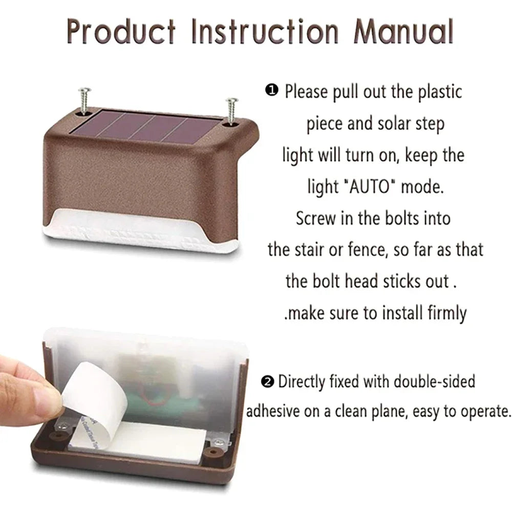 4/8/12pcs Solar Stair Light Waterproof Fence Lamp