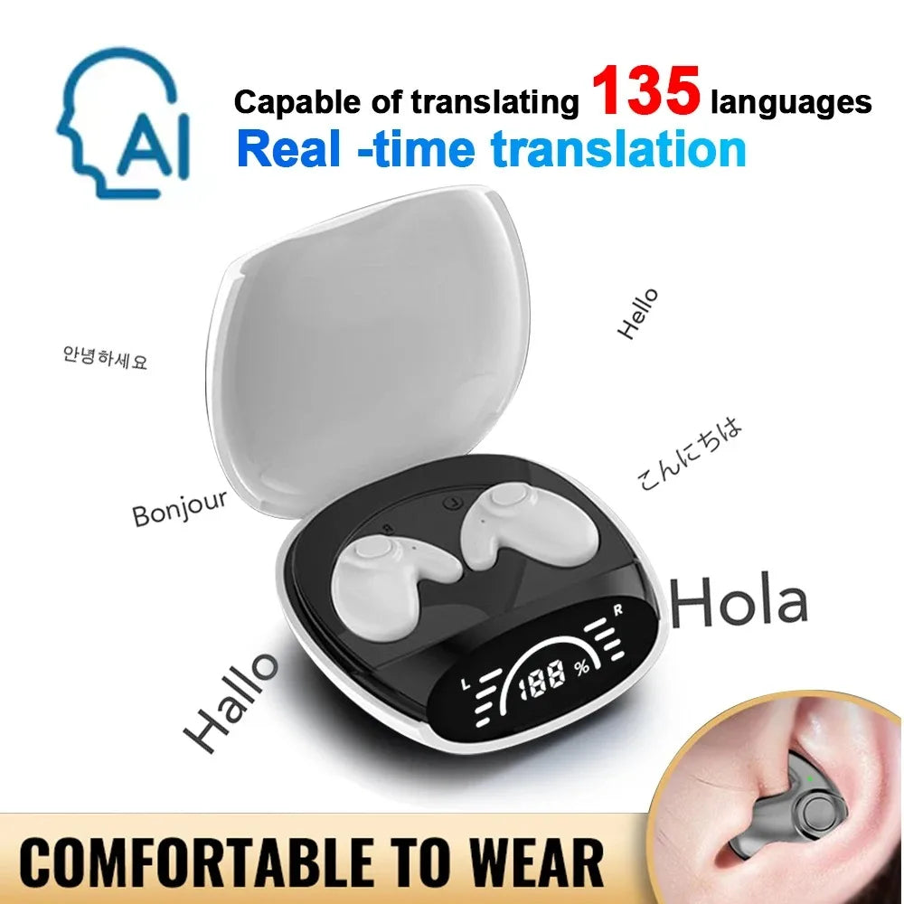 Bluetooth 5.3 AI Translation Earphones Support 135 Language