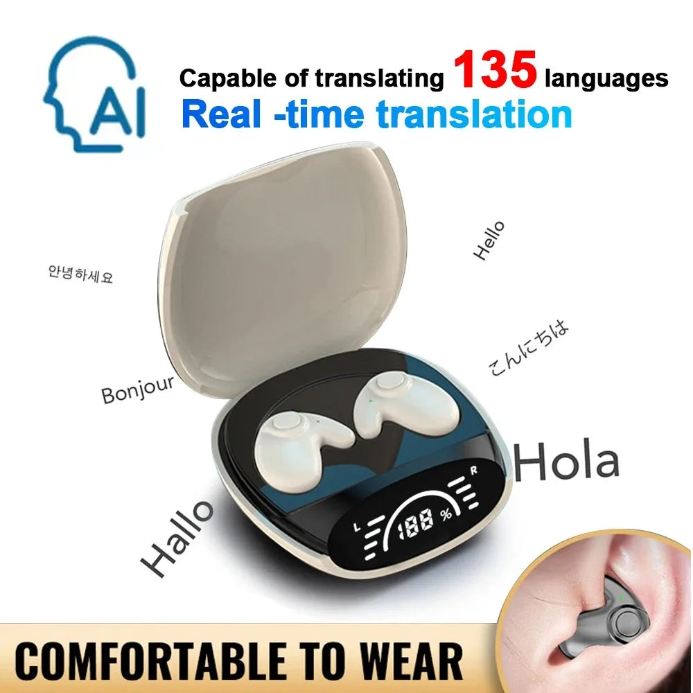 Bluetooth 5.3 AI Translation Earphones Support 135 Language
