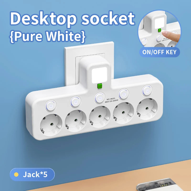 EU Plug Outlet 5 Sockets