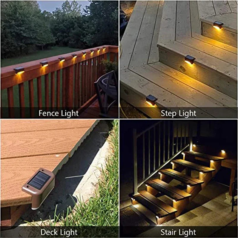 4/8/12pcs Solar Stair Light Waterproof Fence Lamp
