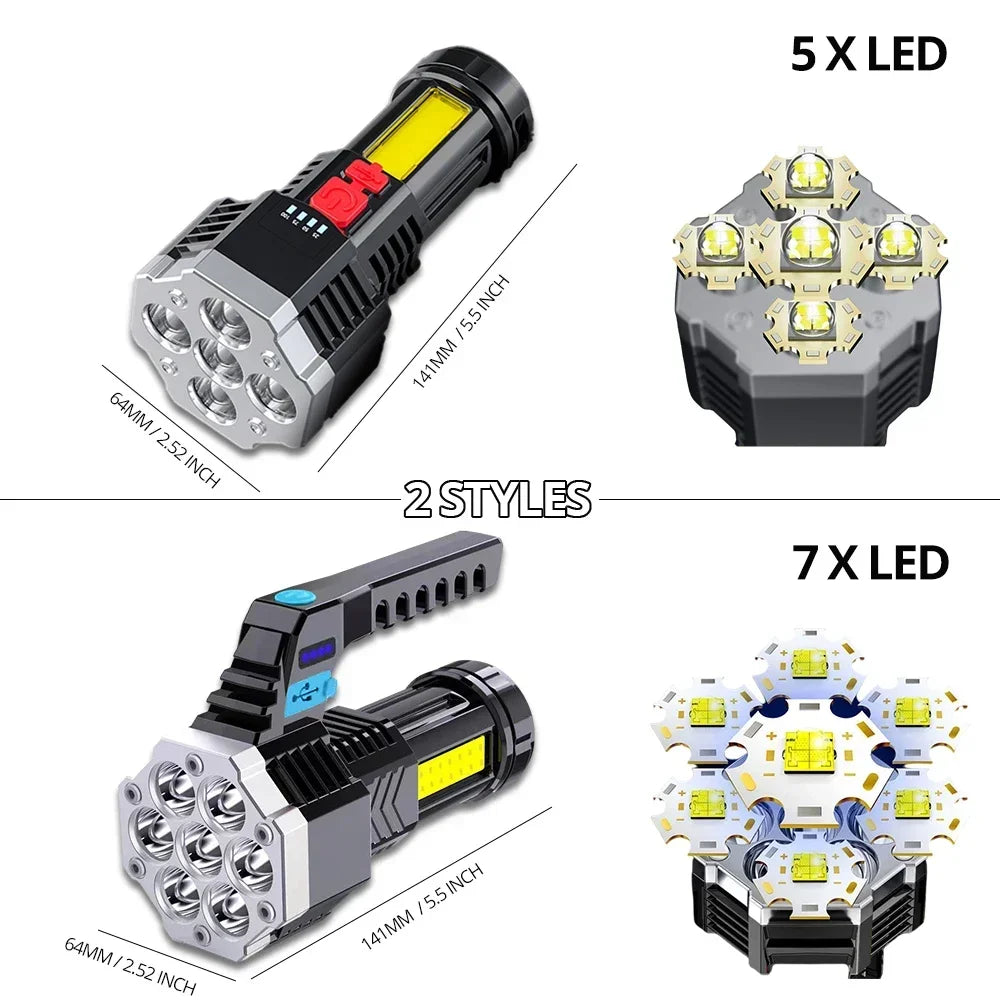7LED Camping Torch With Cob Side Light