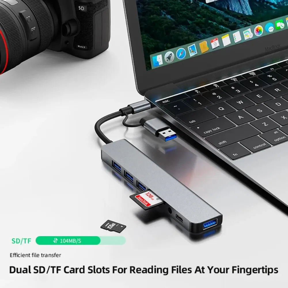 USB C Hub USB Splitter 8 in 2 USB Extender