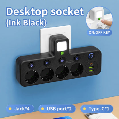 EU Plug Outlet 5 Sockets