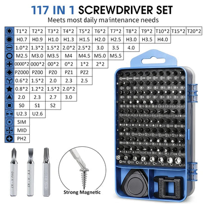 Screwdriver Set 117 in 1 Magnetic Repair Tool Kit
