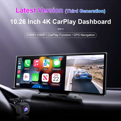 10.26"  Wireless Dash Cam 4K