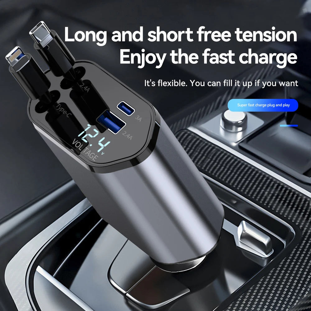 4 IN 1 Retractable Car Charger